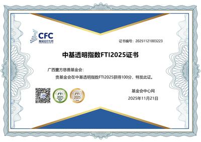 基金会中心网授予：中基透明指数FTI2025满分证书
